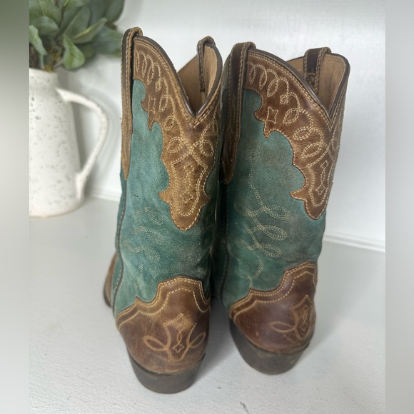 Ariat Brown Teal Inlay with Embroidered Western Cowboy Boots Women's Size 5.5 - Picture 7 of 10